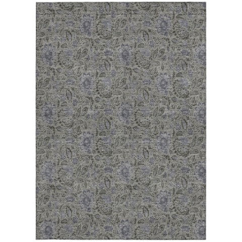 Homeroots 3' Green Floral Washable Area Rug - Stain Resistant, Durable Design For Indoor & Outdoor Spaces 8' X 10' Polyester 580445