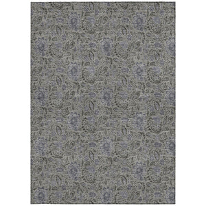 Homeroots 3' Green Floral Washable Area Rug - Stain Resistant, Durable Design For Indoor & Outdoor Spaces 9' X 12' Polyester 580446