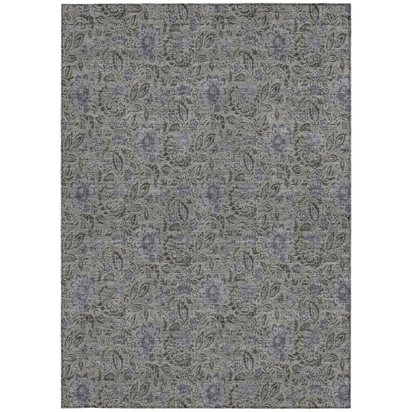 Homeroots 3' Green Floral Washable Area Rug - Stain Resistant, Durable Design For Indoor & Outdoor Spaces 9' X 12' Polyester 580446