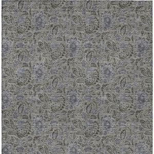Homeroots 3' Green Floral Washable Area Rug - Stain Resistant, Durable Design For Indoor & Outdoor Spaces 9' X 12' Polyester 580446