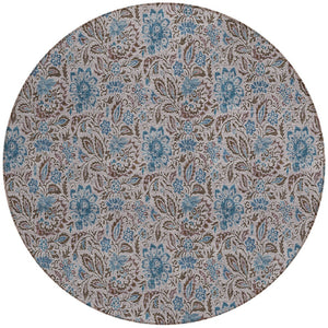 Homeroots 3' Green Floral Washable Area Rug - Stain Resistant, Durable Design For Indoor & Outdoor Spaces 8' Round Polyester 580450