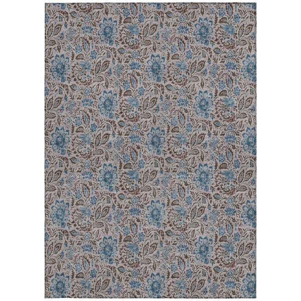 Homeroots 3' Green Floral Washable Area Rug - Stain Resistant, Durable Design For Indoor & Outdoor Spaces 9' X 12' Polyester 580452