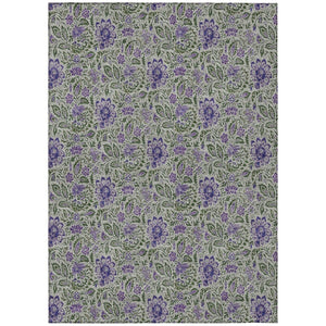 HomeRoots 5' Olive Green Floral Area Rug – Durable, Washable, and Stylish for Indoor or Outdoor Spaces! 5' X 8' 580455