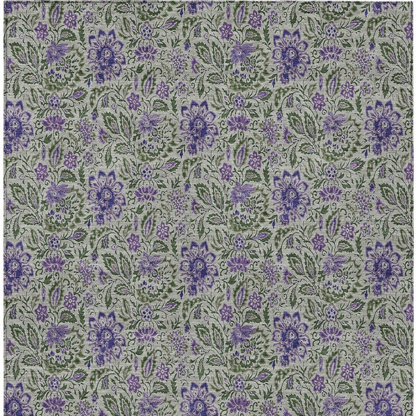Homeroots 3' Green Floral Washable Area Rug - Stain Resistant, Durable Design For Indoor & Outdoor Spaces 5' X 8' Polyester 580455