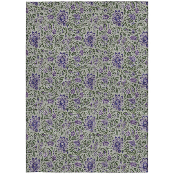 Homeroots 3' Green Floral Washable Area Rug - Stain Resistant, Durable Design For Indoor & Outdoor Spaces 8' X 10' Polyester 580457