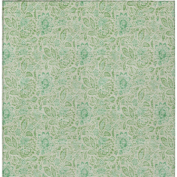 Homeroots 3' Green Floral Washable Area Rug - Stain Resistant, Durable Design For Indoor & Outdoor Spaces 3' X 5' Polyester 580460