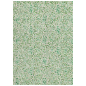 Homeroots 3' Green Floral Washable Area Rug - Stain Resistant, Durable Design For Indoor & Outdoor Spaces 3' X 5' Polyester 580460