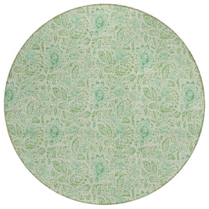 HomeRoots 5' Floral Indoor Outdoor Area Rug in Sage and Artichoke Green – Durable, Washable, Stylish Design 8' Round 580462