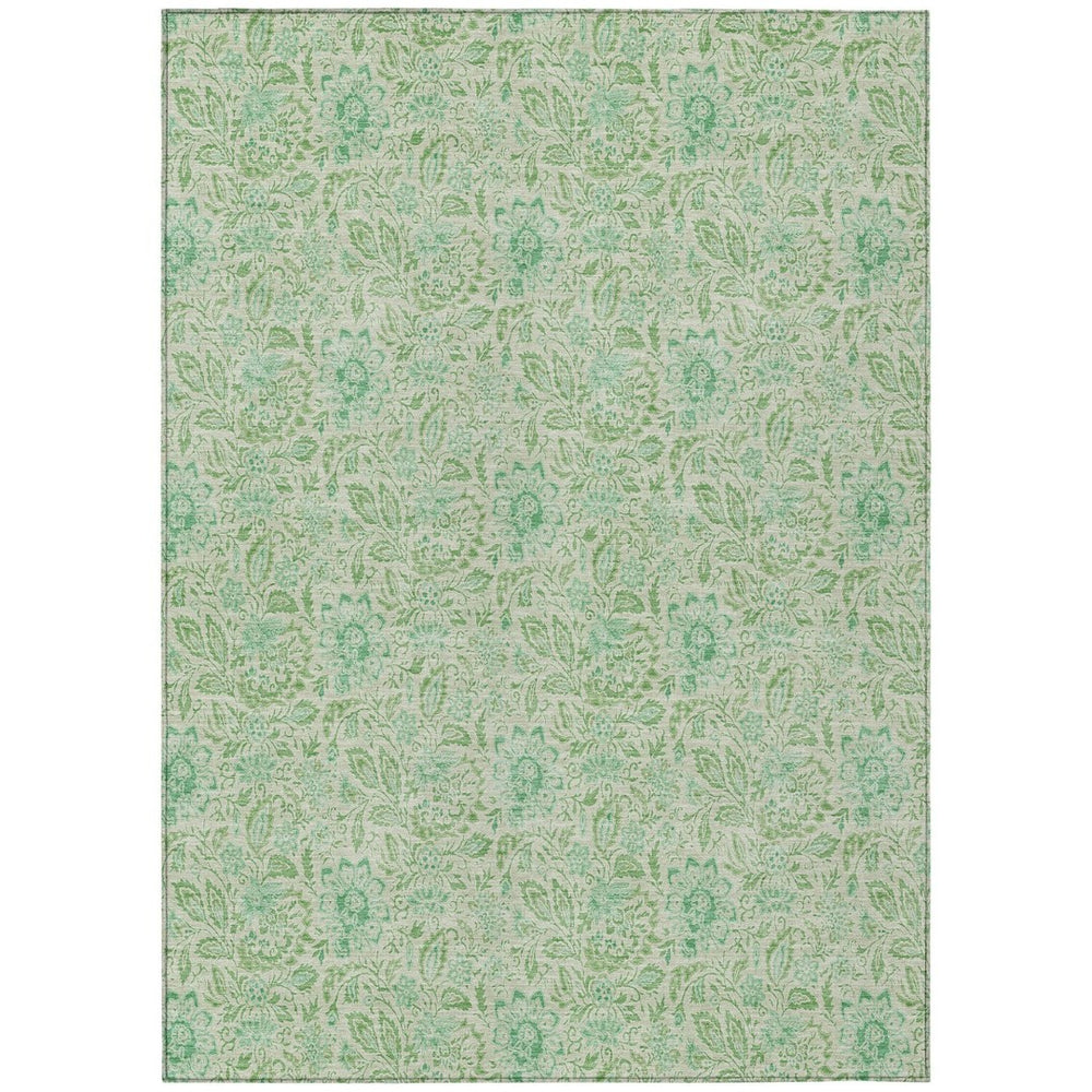 HomeRoots 9' Sage and Artichoke Green Floral Area Rug - Durable, Washable Design for Indoor and Outdoor Use 9' X 12' 580464