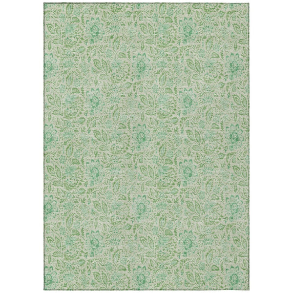 HomeRoots 9' Sage and Artichoke Green Floral Area Rug - Durable, Washable Design for Indoor and Outdoor Use 9' X 12' 580464