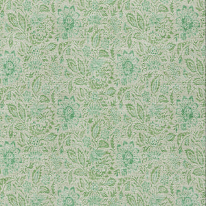 Homeroots 3' Green Floral Washable Area Rug - Stain Resistant, Durable Design For Indoor & Outdoor Spaces 10' X 14' Polyester 580465