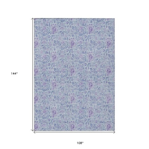 Homeroots 3' Green Floral Washable Area Rug - Stain Resistant, Durable Design For Indoor & Outdoor Spaces 9' X 12' Polyester 580470