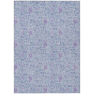 HomeRoots 9' Sky Blue and Purple Floral Area Rug - Durable, Washable Design for Indoor and Outdoor Use 9' X 12' 580470