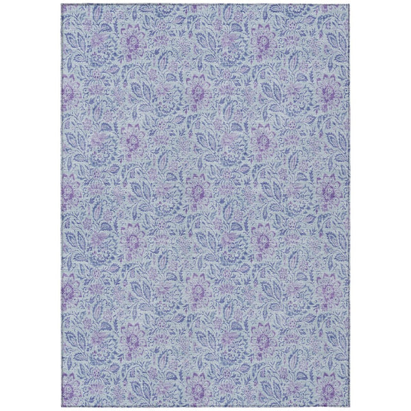 HomeRoots 9' Sky Blue and Purple Floral Area Rug - Durable, Washable Design for Indoor and Outdoor Use 9' X 12' 580470