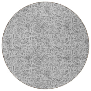 Homeroots 3' Green Floral Washable Area Rug - Stain Resistant, Durable Design For Indoor & Outdoor Spaces 8' Round Polyester 580474