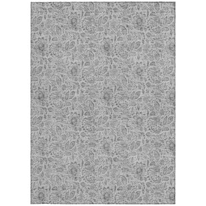 Homeroots 3' Green Floral Washable Area Rug - Stain Resistant, Durable Design For Indoor & Outdoor Spaces 8' X 10' Polyester 580475