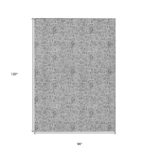 Homeroots 3' Green Floral Washable Area Rug - Stain Resistant, Durable Design For Indoor & Outdoor Spaces 8' X 10' Polyester 580475