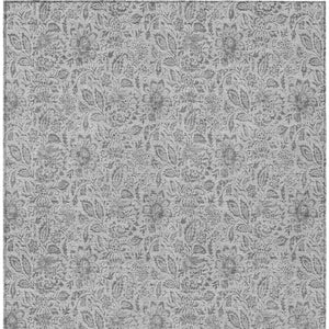 Homeroots 3' Green Floral Washable Area Rug - Stain Resistant, Durable Design For Indoor & Outdoor Spaces 9' X 12' Polyester 580476