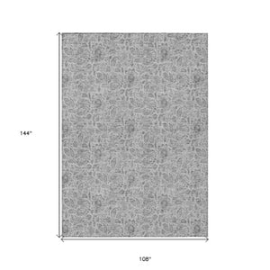 Homeroots 3' Green Floral Washable Area Rug - Stain Resistant, Durable Design For Indoor & Outdoor Spaces 9' X 12' Polyester 580476