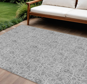 Homeroots 3' Green Floral Washable Area Rug - Stain Resistant, Durable Design For Indoor & Outdoor Spaces 9' X 12' Polyester 580476