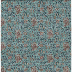 Homeroots 3' Green Floral Washable Area Rug - Stain Resistant, Durable Design For Indoor & Outdoor Spaces 3' X 5' Polyester 580478