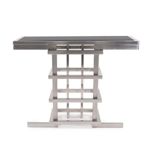 Howard Elliott Metropolis Console: Stylish Brushed Silver Frame With Smoked Glass Top For Modern Small Spaces Silver Stainless Steel ,Glass 58048-howard-elliott