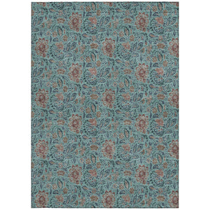 Homeroots 3' Green Floral Washable Area Rug - Stain Resistant, Durable Design For Indoor & Outdoor Spaces 9' X 12' Polyester 580482