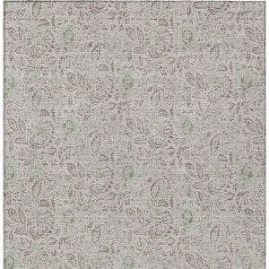Homeroots 3' Green Floral Washable Area Rug - Stain Resistant, Durable Design For Indoor & Outdoor Spaces 3' X 5' Polyester 580484