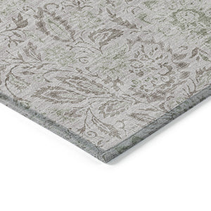 Homeroots 3' Green Floral Washable Area Rug - Stain Resistant, Durable Design For Indoor & Outdoor Spaces 3' X 5' Polyester 580484