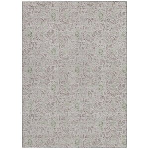 Homeroots 3' Green Floral Washable Area Rug - Stain Resistant, Durable Design For Indoor & Outdoor Spaces 8' X 10' Polyester 580487
