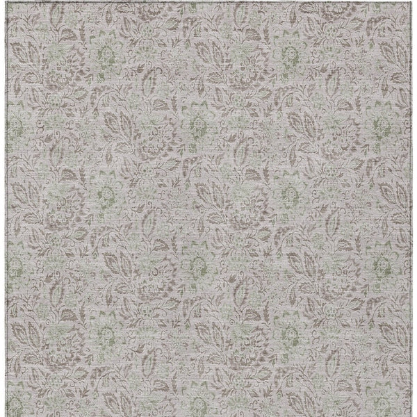 Homeroots 3' Green Floral Washable Area Rug - Stain Resistant, Durable Design For Indoor & Outdoor Spaces 9' X 12' Polyester 580488