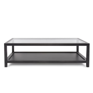 Howard Elliott Dumas Coffee Table - Sleek Brushed Black Nickel Frame With Tempered Glass Top & Stylish Bottom Shelf Black Stainless Steel ,Glass 58049-howard-elliott