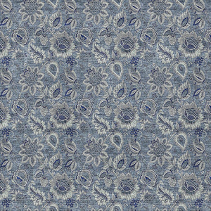 Homeroots 3' Denim Blue Floral Washable Area Rug – Perfect For Indoor And Outdoor Spaces, Durable & Stylish 5' X 8' Polyester 580491