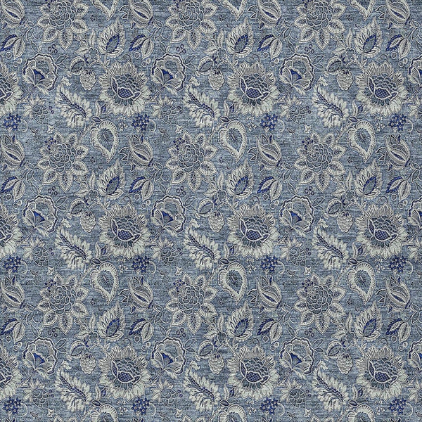 Homeroots 3' Denim Blue Floral Washable Area Rug – Perfect For Indoor And Outdoor Spaces, Durable & Stylish 5' X 8' Polyester 580491