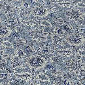 Homeroots 3' Denim Blue Floral Washable Area Rug – Perfect For Indoor And Outdoor Spaces, Durable & Stylish 8' Round Polyester 580492