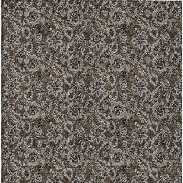 Homeroots 3' Denim Blue Floral Washable Area Rug – Perfect For Indoor And Outdoor Spaces, Durable & Stylish 3' X 5' Polyester 580496