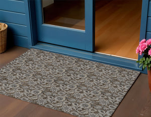 Homeroots 3' Denim Blue Floral Washable Area Rug – Perfect For Indoor And Outdoor Spaces, Durable & Stylish 3' X 5' Polyester 580496