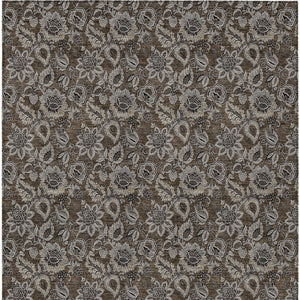 Homeroots 3' Denim Blue Floral Washable Area Rug – Perfect For Indoor And Outdoor Spaces, Durable & Stylish 5' X 8' Polyester 580497