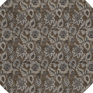 Homeroots 3' Denim Blue Floral Washable Area Rug – Perfect For Indoor And Outdoor Spaces, Durable & Stylish 8' Round Polyester 580498