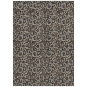Homeroots 3' Denim Blue Floral Washable Area Rug – Perfect For Indoor And Outdoor Spaces, Durable & Stylish 8' X 10' Polyester 580499