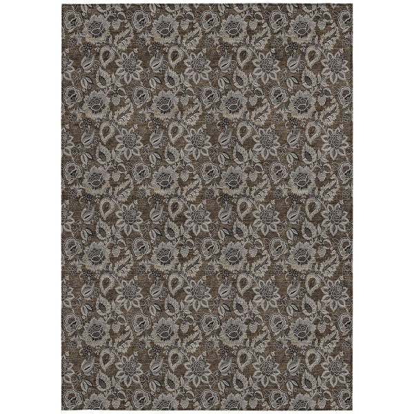 Homeroots 3' Denim Blue Floral Washable Area Rug – Perfect For Indoor And Outdoor Spaces, Durable & Stylish 8' X 10' Polyester 580499