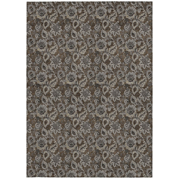 Homeroots 3' Denim Blue Floral Washable Area Rug – Perfect For Indoor And Outdoor Spaces, Durable & Stylish 9' X 12' Polyester 580500