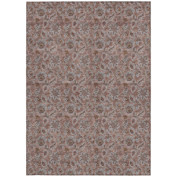 Homeroots 3' Denim Blue Floral Washable Area Rug – Perfect For Indoor And Outdoor Spaces, Durable & Stylish 5' X 8' Polyester 580503