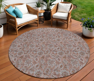 Homeroots 3' Denim Blue Floral Washable Area Rug – Perfect For Indoor And Outdoor Spaces, Durable & Stylish 8' Round Polyester 580504