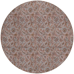 Homeroots 3' Denim Blue Floral Washable Area Rug – Perfect For Indoor And Outdoor Spaces, Durable & Stylish 8' Round Polyester 580504