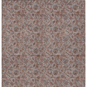 Homeroots 3' Denim Blue Floral Washable Area Rug – Perfect For Indoor And Outdoor Spaces, Durable & Stylish 8' X 10' Polyester 580505