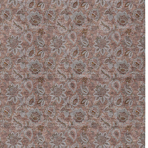 Homeroots 3' Denim Blue Floral Washable Area Rug – Perfect For Indoor And Outdoor Spaces, Durable & Stylish 10' X 14' Polyester 580507