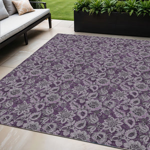Homeroots 3' Denim Blue Floral Washable Area Rug – Perfect For Indoor And Outdoor Spaces, Durable & Stylish 5' X 8' Polyester 580509