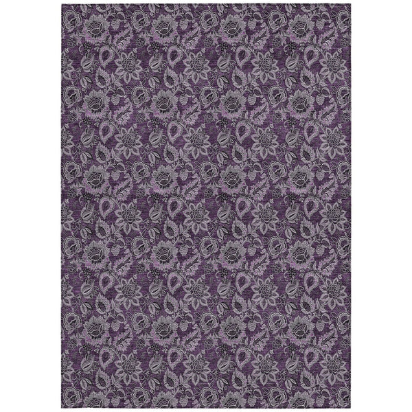 Homeroots 3' Denim Blue Floral Washable Area Rug – Perfect For Indoor And Outdoor Spaces, Durable & Stylish 5' X 8' Polyester 580509