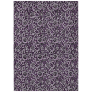 HomeRoots 5' Stylish Eggplant Purple & Lilac Floral Washable Area Rug for Indoor & Outdoor Versatility 8' X 10' 580511
